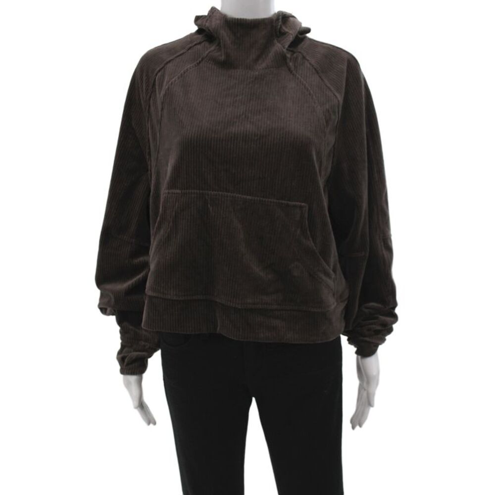 Lululemon Womens Brown High Neck Striped Pullover Long Sleeve Cotton Size M